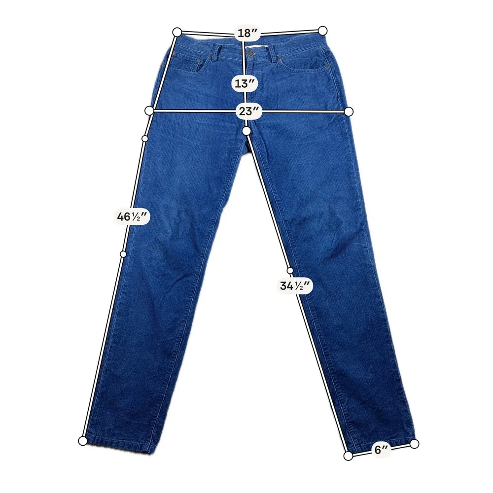Brooks Brothers Corduroy Pants Mens 36x34 Blue‎ 5-Pocket Straight Leg Casual